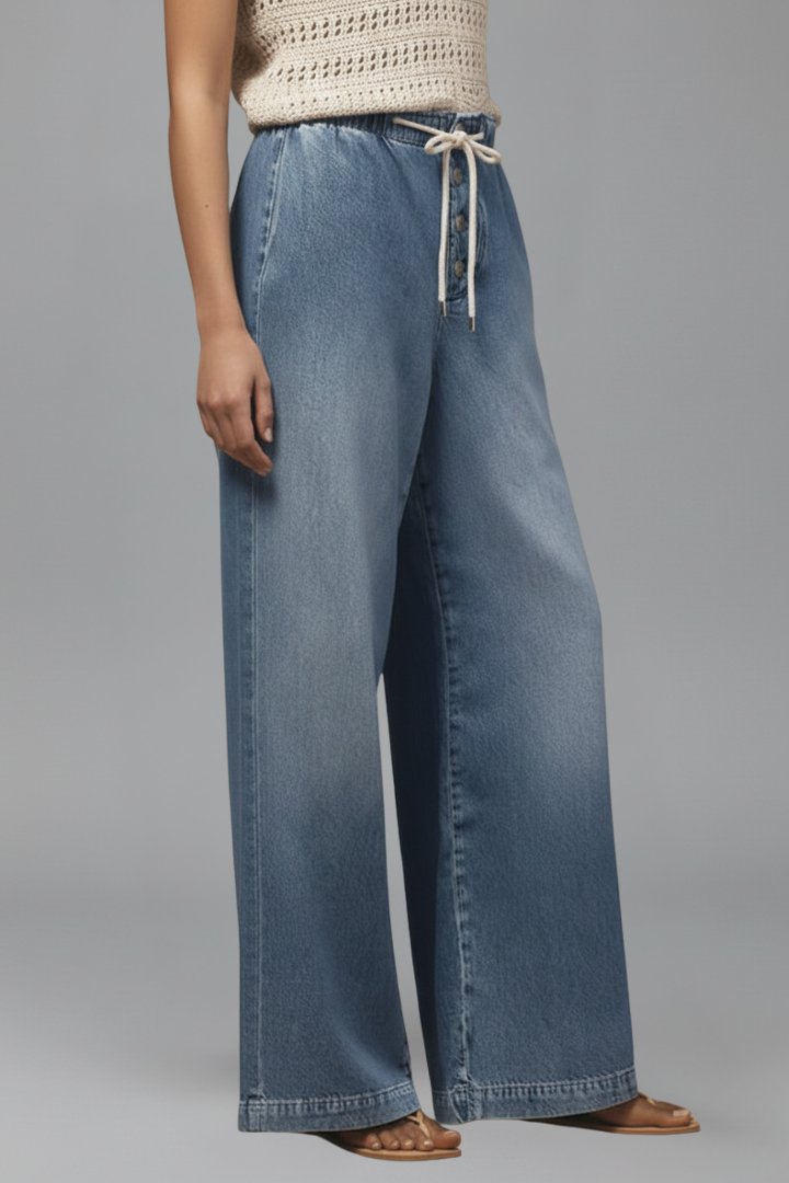 Sofía | Jeans de Mezclilla de Pierna Ancha con Cordón para Mujer 3