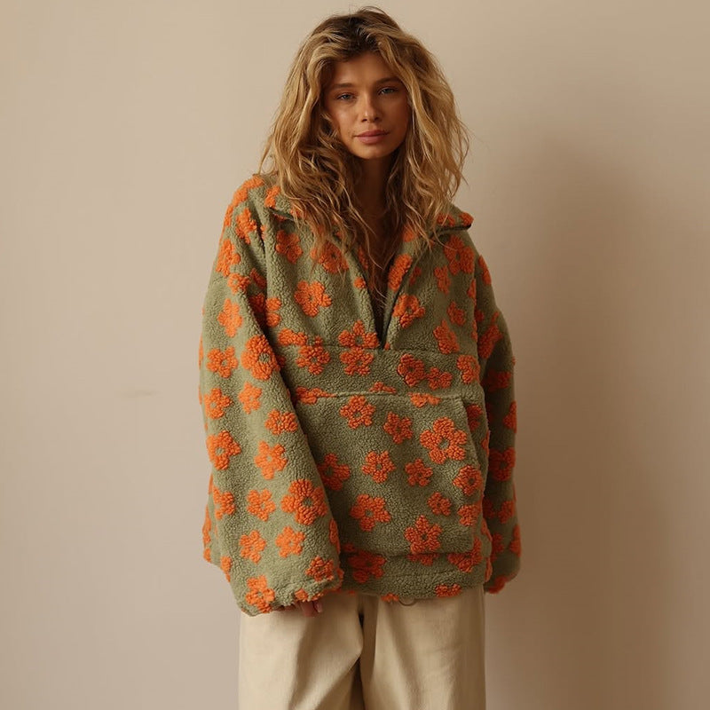 Sofía | Jersey de Forro Polar Floral con Cuello de Cremallera para Mujer 2