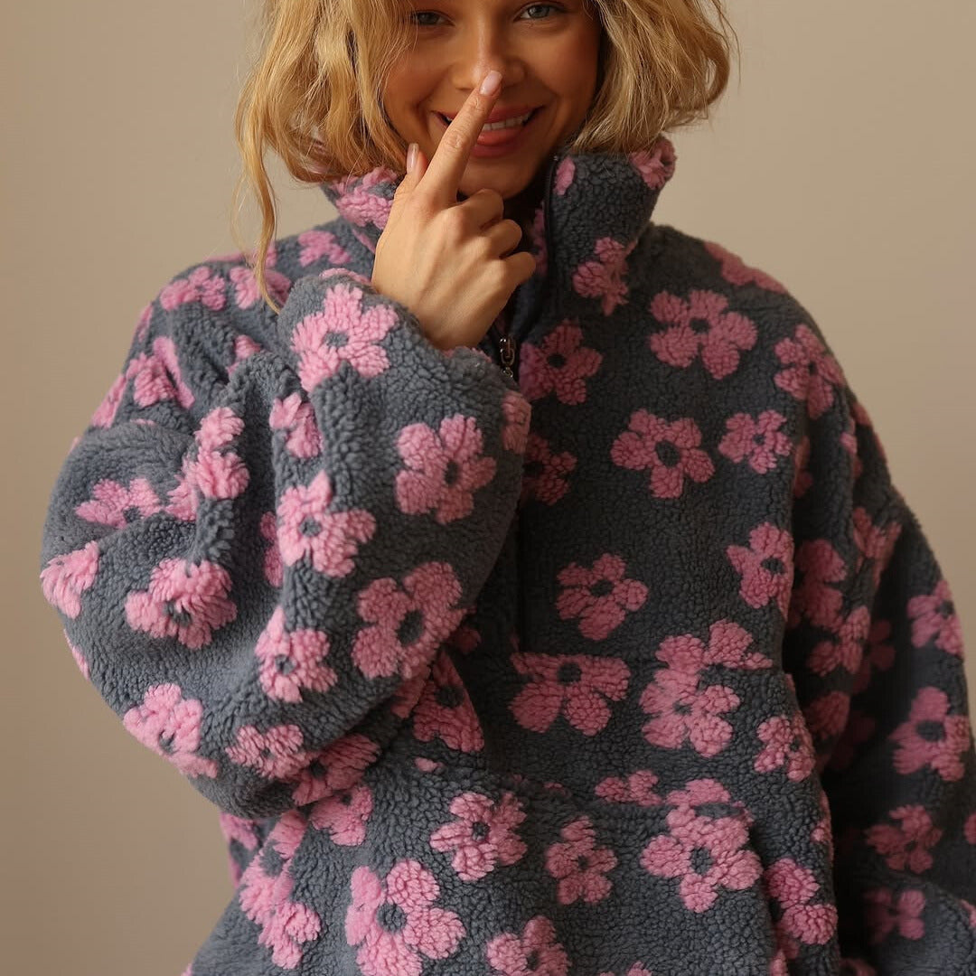 Sofía | Jersey de Forro Polar Floral con Cuello de Cremallera para Mujer 4