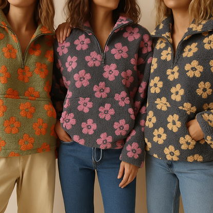 Sofía | Jersey de Forro Polar Floral con Cuello de Cremallera para Mujer 8