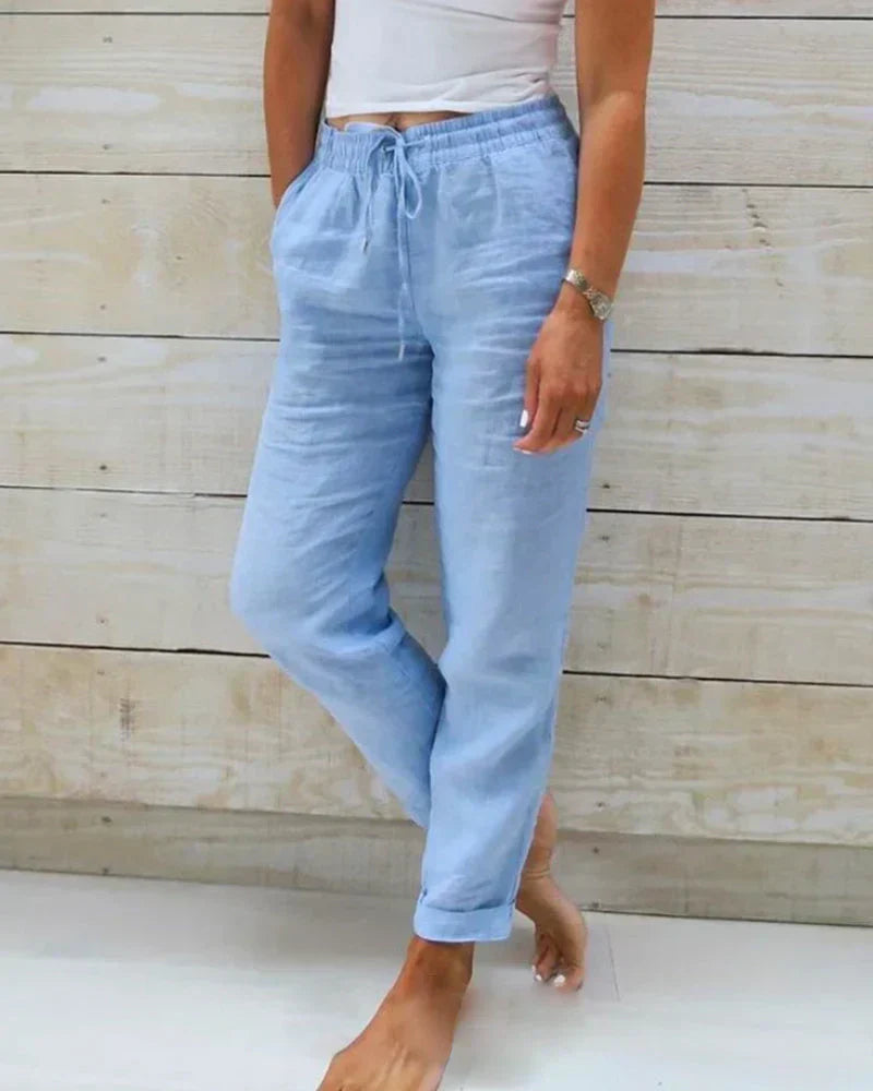Sofía | Pantalones Elásticos de Lino para Mujer con Ajuste Relajado 0