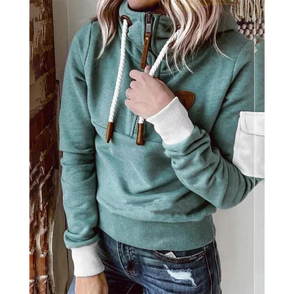 Sofía | Sudadera Negra con Capucha y Media Cremallera para Mujer Casual 2