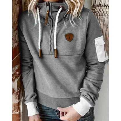 Sofía | Sudadera Negra con Capucha y Media Cremallera para Mujer Casual 4