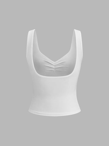 Sofía | Top Corto Blanco con Tirantes Finos para Mujer con Escote Cuadrado 5