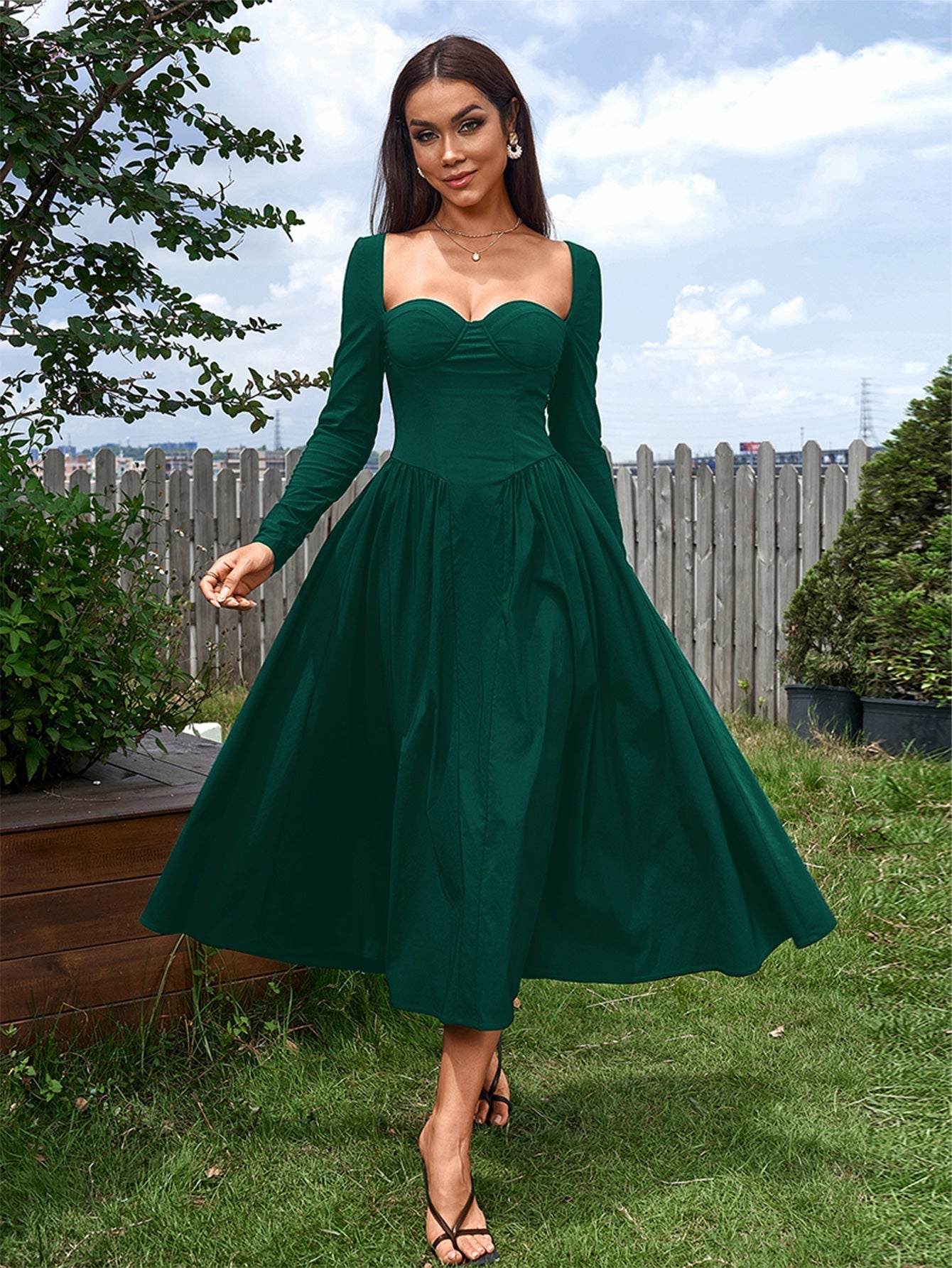 Sofía | Vestido Evasé de Manga Larga con Lazo en la Espalda para Mujer (Vestido Elegante y Vestido de Fiesta) 10