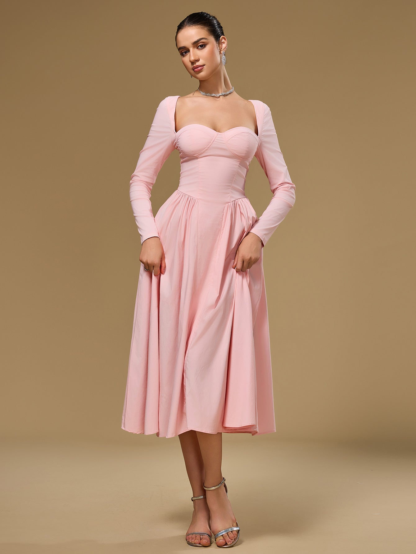 Sofía | Vestido Evasé de Manga Larga con Lazo en la Espalda para Mujer (Vestido Elegante y Vestido de Fiesta) 14