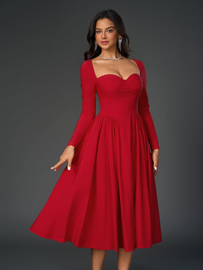 Sofía | Vestido Evasé de Manga Larga con Lazo en la Espalda para Mujer (Vestido Elegante y Vestido de Fiesta) 2