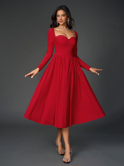Sofía | Vestido Evasé de Manga Larga con Lazo en la Espalda para Mujer (Vestido Elegante y Vestido de Fiesta) 4