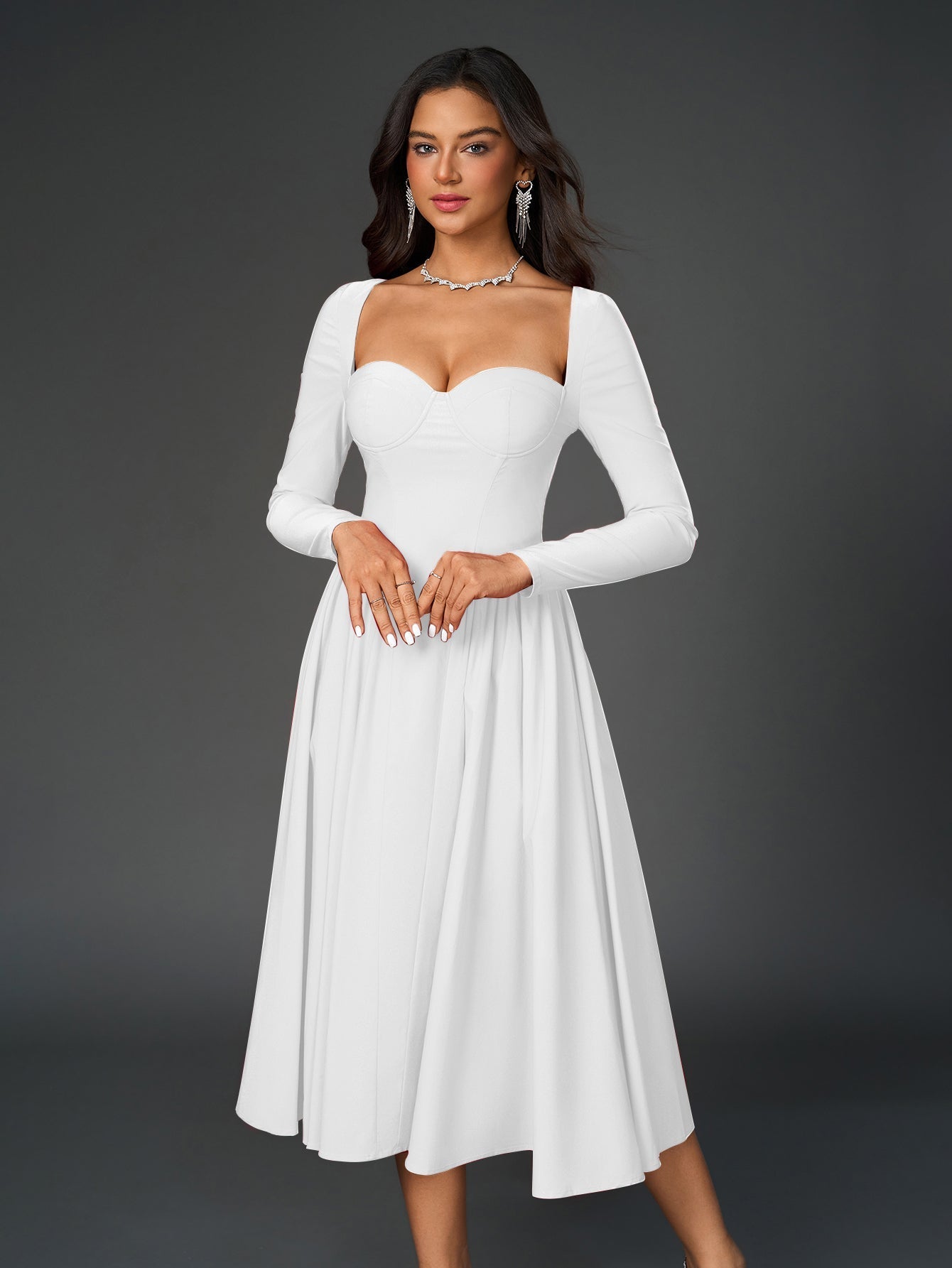 Sofía | Vestido Evasé de Manga Larga con Lazo en la Espalda para Mujer (Vestido Elegante y Vestido de Fiesta) 6