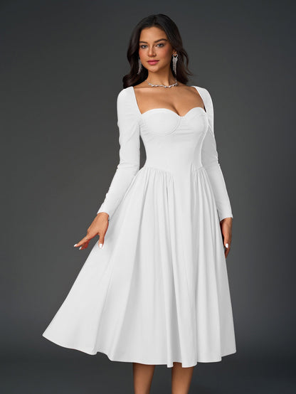 Sofía | Vestido Evasé de Manga Larga con Lazo en la Espalda para Mujer (Vestido Elegante y Vestido de Fiesta) 8