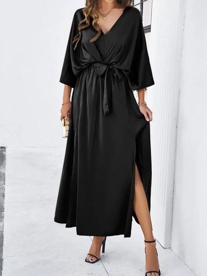 Sofía | Vestido Largo Elegante con Escote en V y Mangas Murciélago para Mujer 6