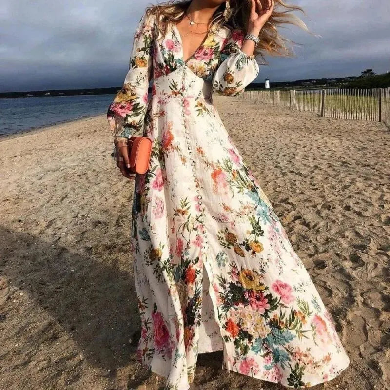 Sofía | Vestido Largo Floral Bohemio de Playa para Mujer 0