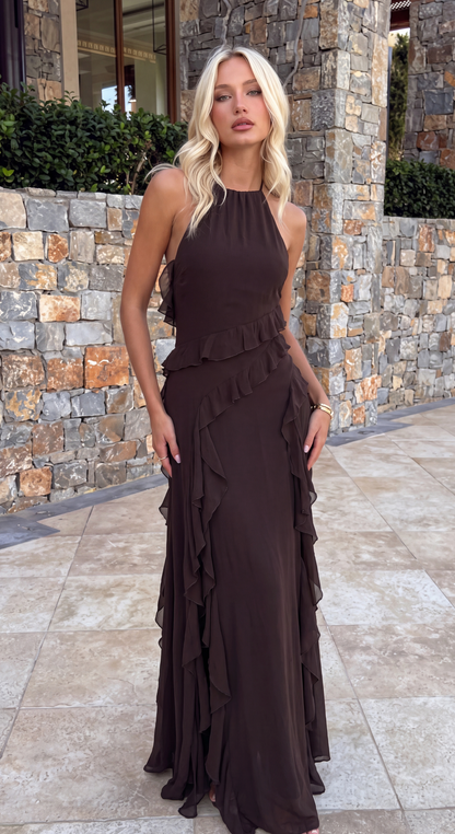 Sofía | Vestido Largo Halter Elegante con Detalles de Pedrería para Mujer 1