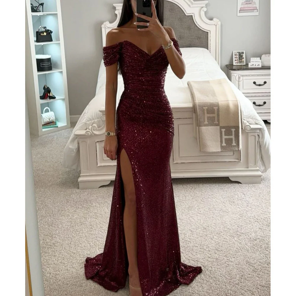 Sofía | Vestido Largo de Lentejuelas con Hombros Descubiertos para Mujer 0