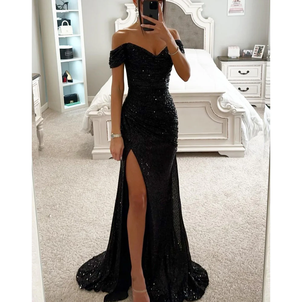 Sofía | Vestido Largo de Lentejuelas con Hombros Descubiertos para Mujer 2