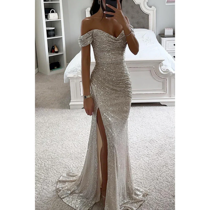 Sofía | Vestido Largo de Lentejuelas con Hombros Descubiertos para Mujer 3