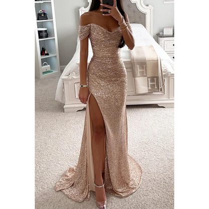 Sofía | Vestido Largo de Lentejuelas con Hombros Descubiertos para Mujer 5