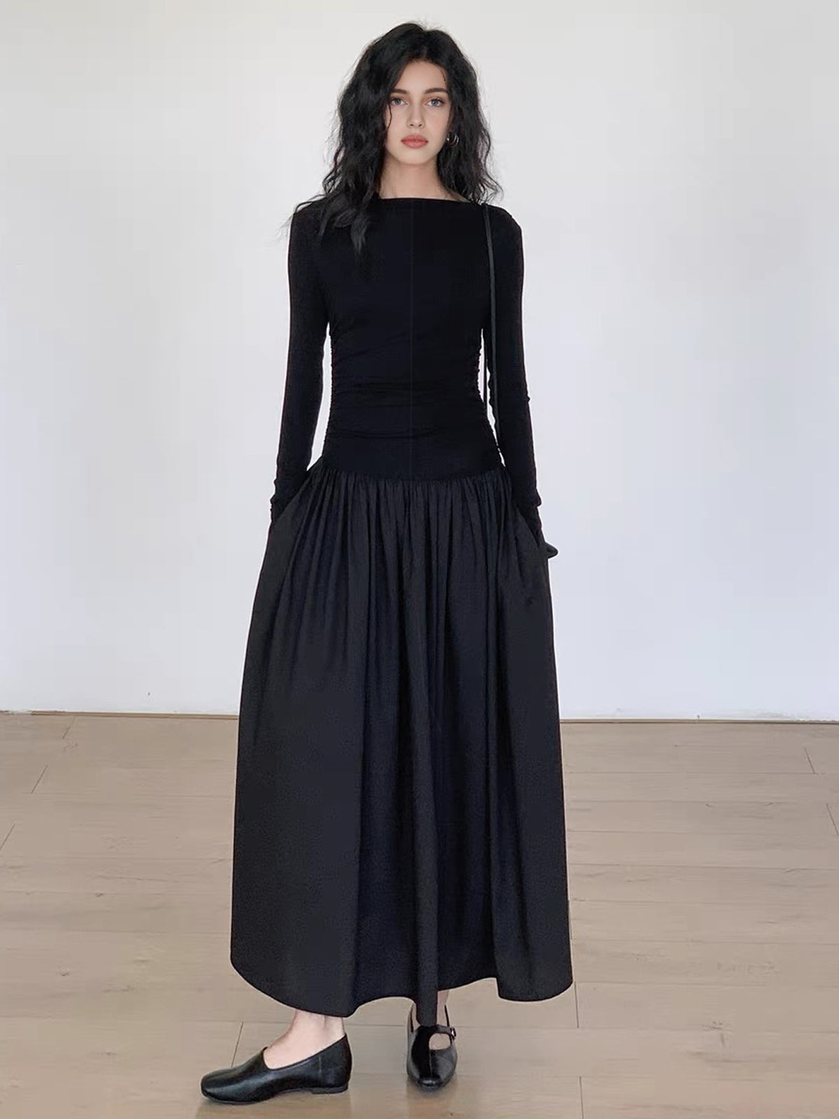 Sofía | Vestido Midi Elegante de Patchwork con Manga Larga para Mujer 0
