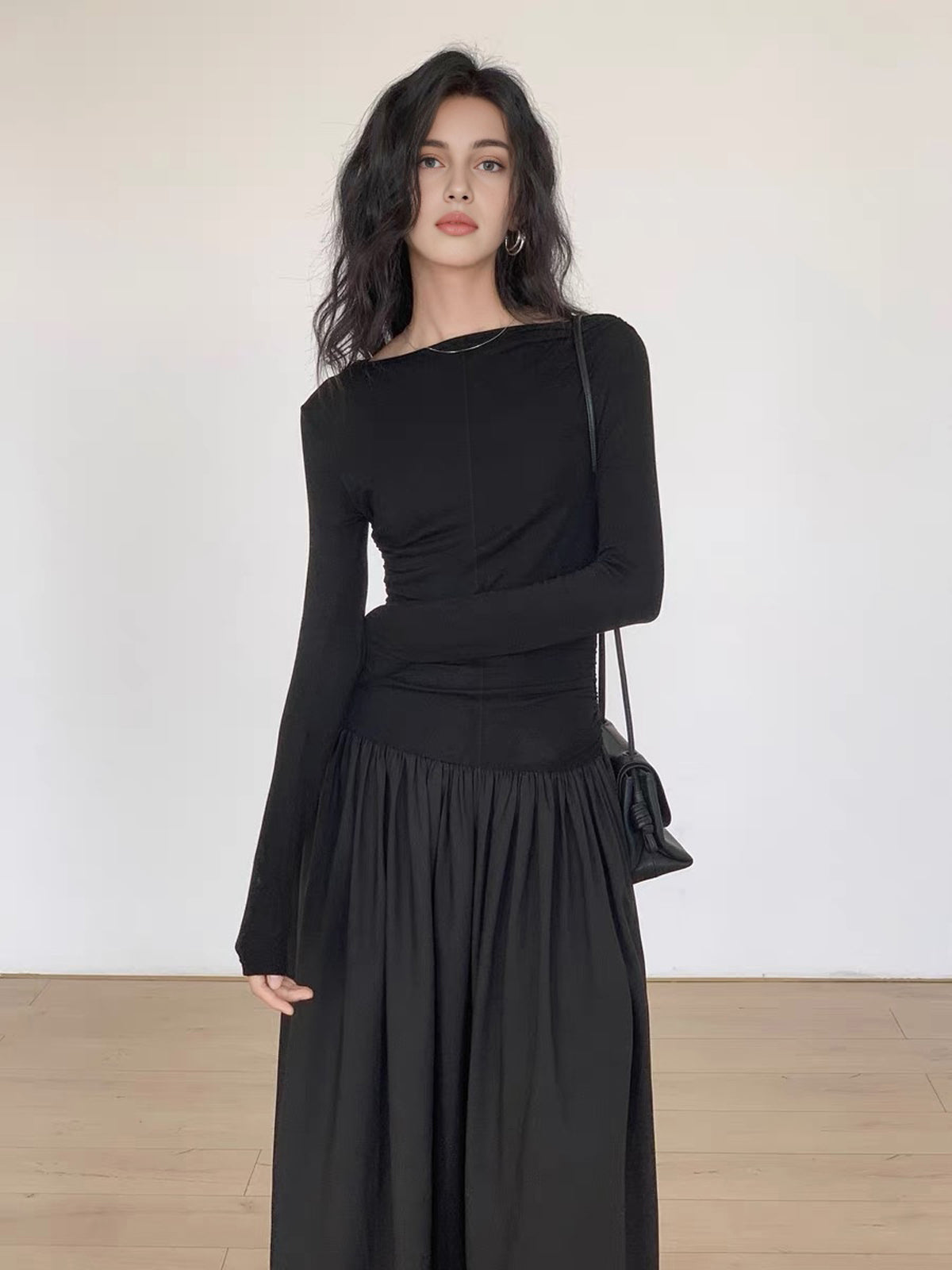 Sofía | Vestido Midi Elegante de Patchwork con Manga Larga para Mujer 1