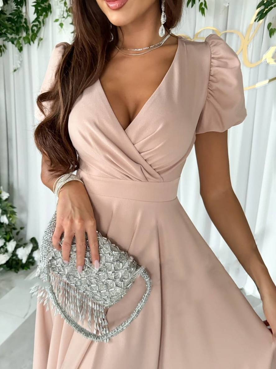 Sofía | Vestido Midi Elegante para Mujer con Mangas Abullonadas y Falda Acampanada 2