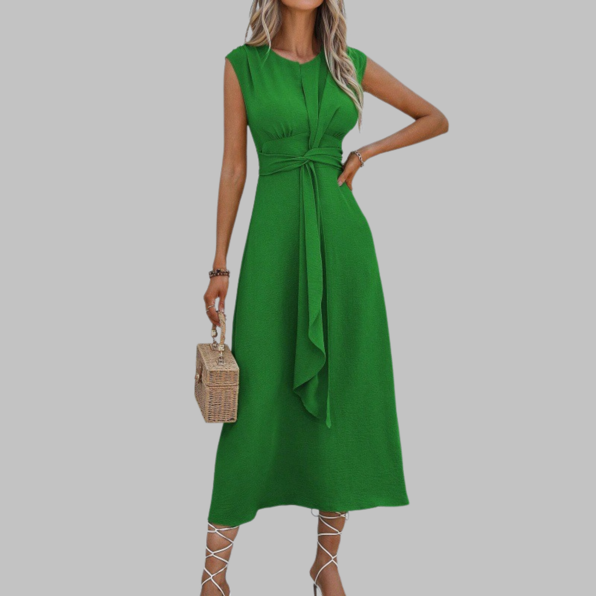 Sofía | Vestido Midi Sin Mangas con Cinturón para Mujer 0