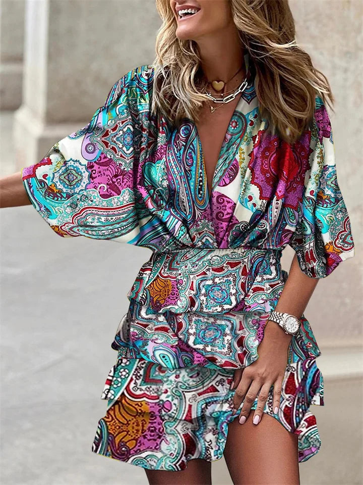 Sofía | Vestido de Verano con Escote en V y Volantes para Mujer Elegantemente Casual 0