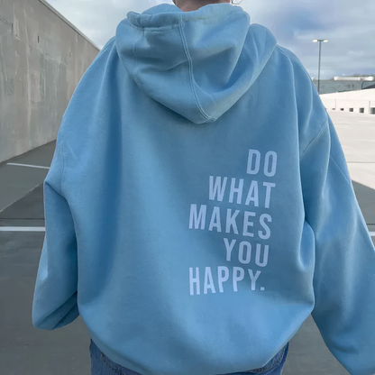 Sudadera Rosa con Capucha y Estampado Inspirador 'Do What Makes You Happy' | Comodidad y Estilo Casual 1