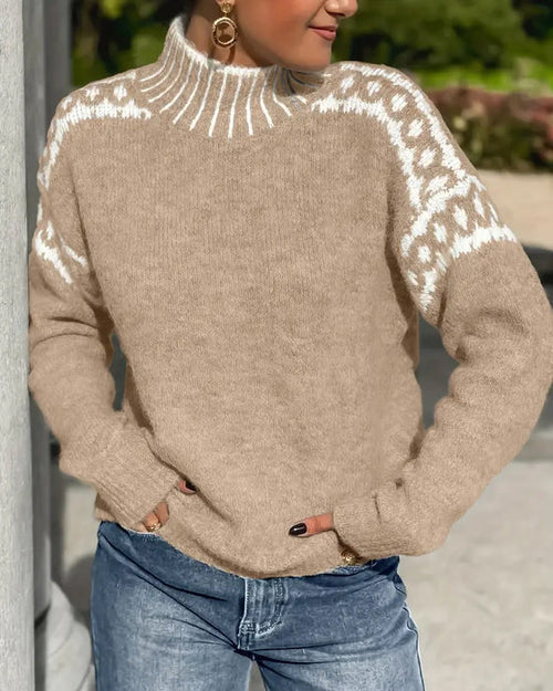 Suéter Mujer | Suéter de Punto Estampado con Cuello Alto | Estilo y Comodidad para Otoño 5