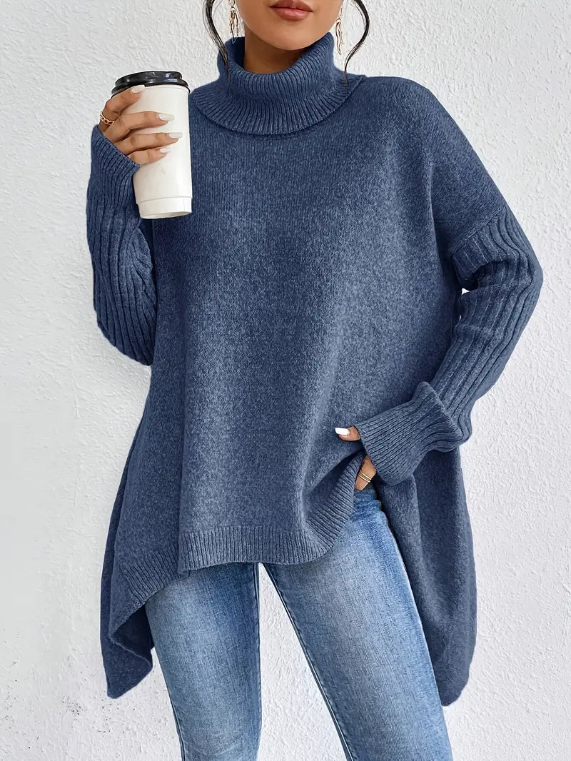 Suéter Mujer | Suéter de Punto con Cuello Alto y Abertura Lateral | Comodidad y Estilo para Otoño 0