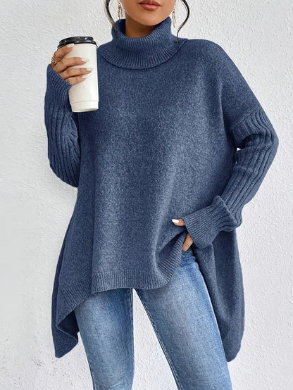 Suéter Mujer | Suéter de Punto con Cuello Alto y Abertura Lateral | Comodidad y Estilo para Otoño 0