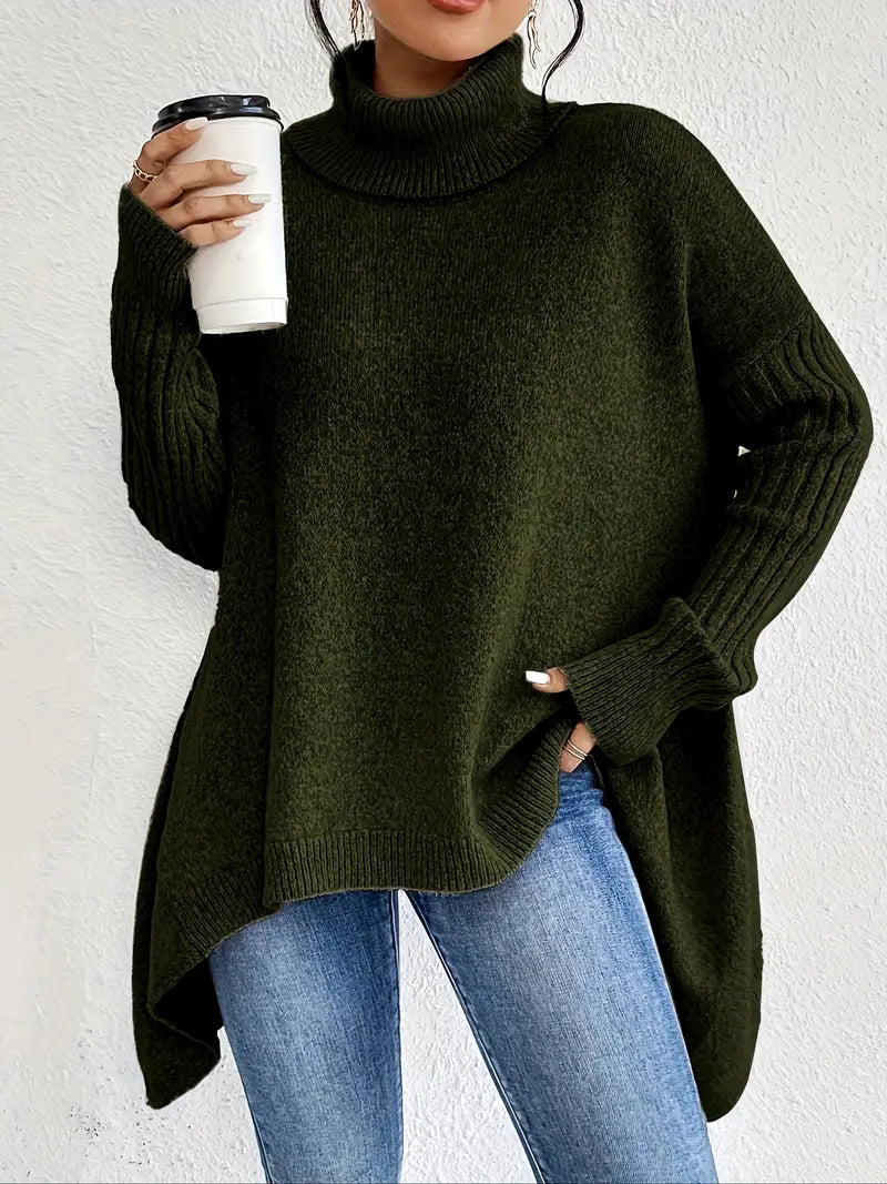 Suéter Mujer | Suéter de Punto con Cuello Alto y Abertura Lateral | Comodidad y Estilo para Otoño 4
