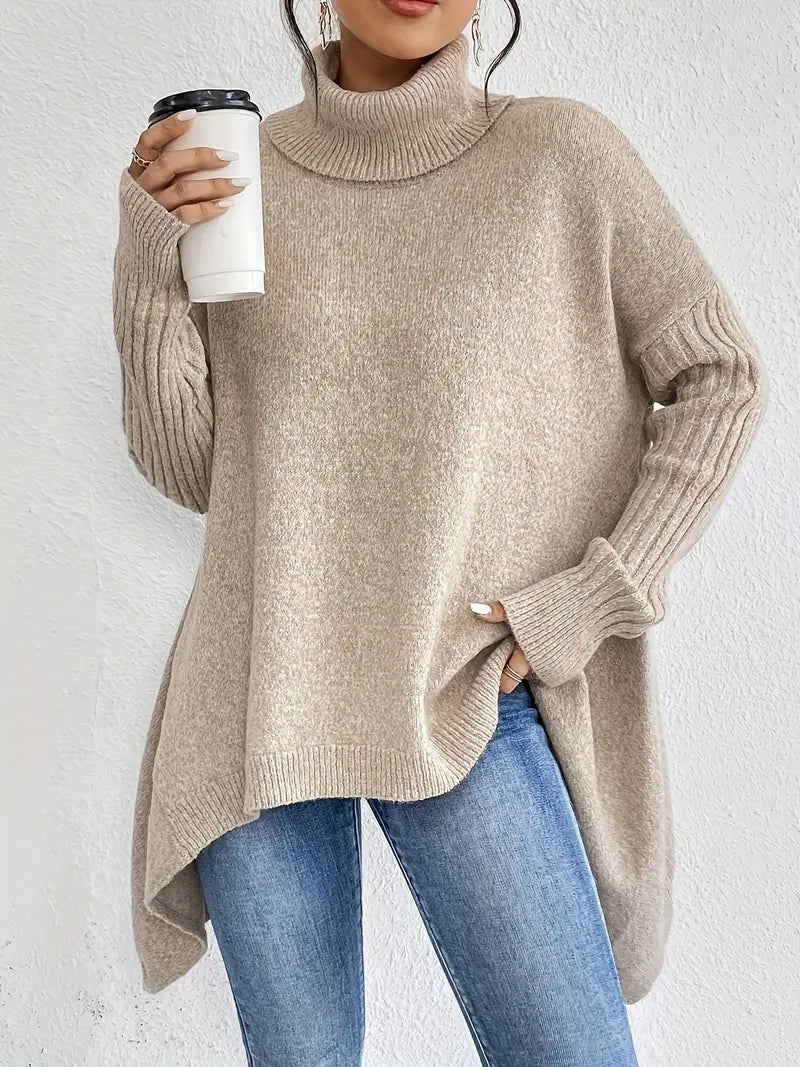 Suéter Mujer | Suéter de Punto con Cuello Alto y Abertura Lateral | Comodidad y Estilo para Otoño 5