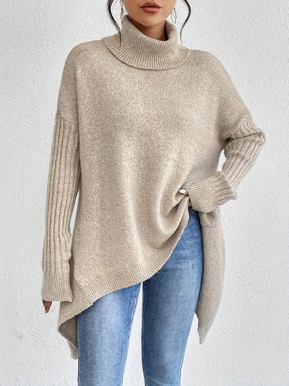 Suéter Mujer | Suéter de Punto con Cuello Alto y Abertura Lateral | Comodidad y Estilo para Otoño 6