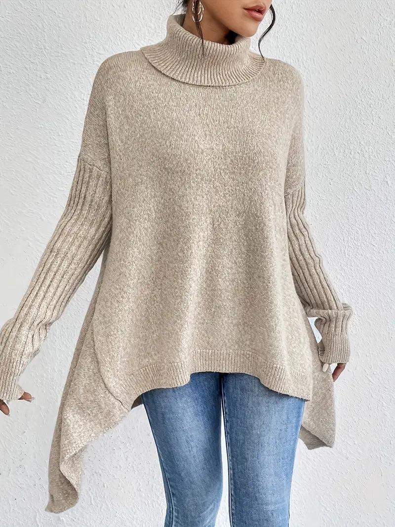 Suéter Mujer | Suéter de Punto con Cuello Alto y Abertura Lateral | Comodidad y Estilo para Otoño 7