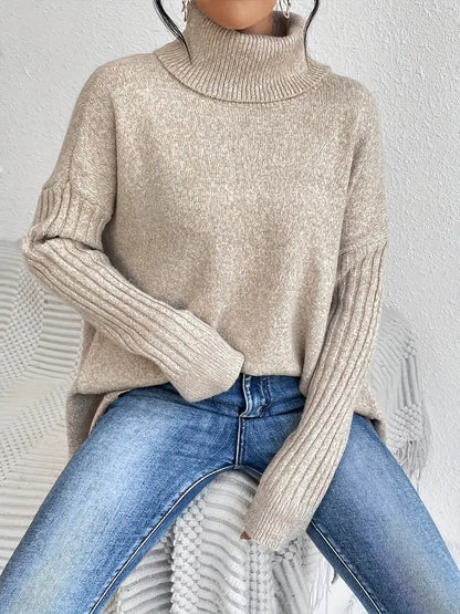 Suéter Mujer | Suéter de Punto con Cuello Alto y Abertura Lateral | Comodidad y Estilo para Otoño 8