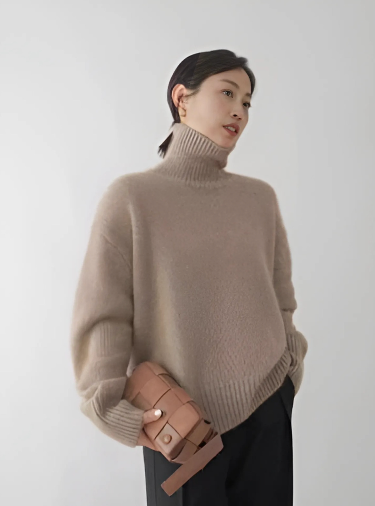 Suéter de Cuello Alto | Suave Tejido de Punto con Silueta Relajada | Elegante y Cómodo para Otoño e Invierno 1