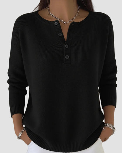Suéter de Manga Larga con Cuello Henley y Tejido Suave | Estilo Relajado para Uso Diario 4
