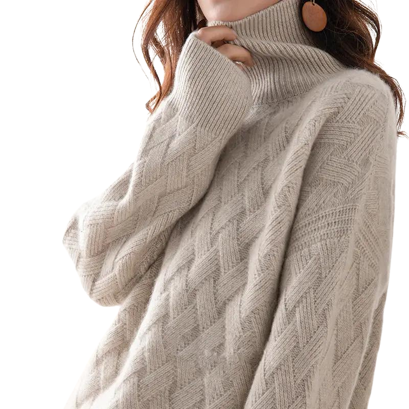 Suéter de Punto Texturizado con Cuello Alto para Elegancia y Comodidad 1