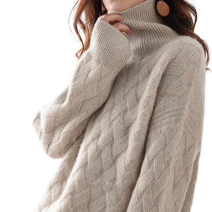 Suéter de Punto Texturizado con Cuello Alto para Elegancia y Comodidad 1