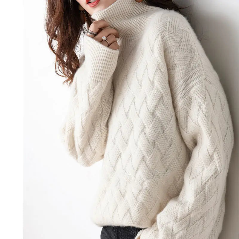 Suéter de Punto Texturizado con Cuello Alto para Elegancia y Comodidad 3