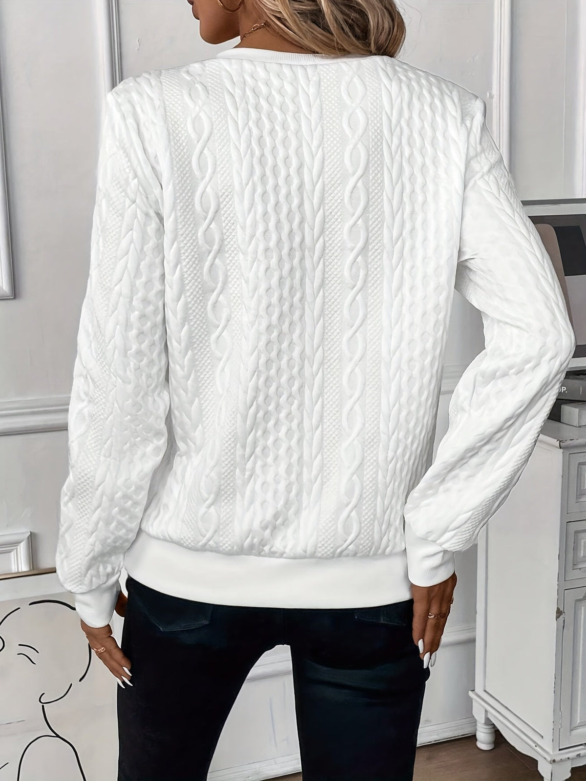 Top de Manga Larga con Cuello de Cremallera y Tejido Trenzado | Comodidad y Estilo para el Uso Diario 1