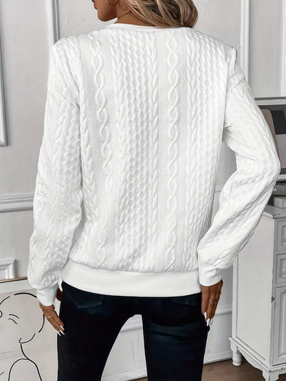 Top de Manga Larga con Cuello de Cremallera y Tejido Trenzado | Comodidad y Estilo para el Uso Diario 1