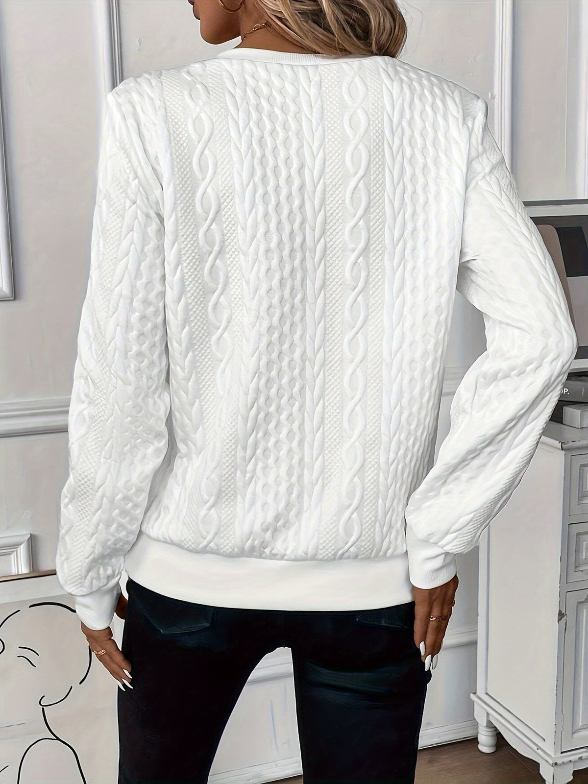 Top de Manga Larga con Cuello de Cremallera y Tejido Trenzado | Comodidad y Estilo para el Uso Diario 7