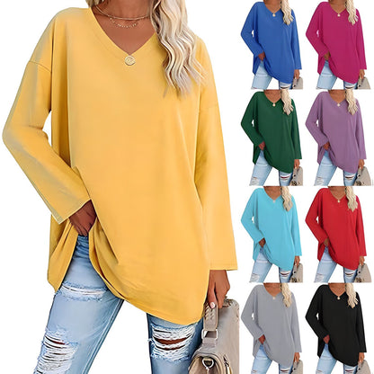 Túnica Suave | Blusa de Manga Larga con Escote en V | Comodidad Diaria para Looks Versátiles 1