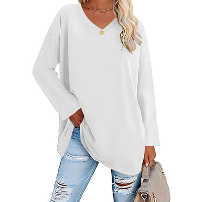 Túnica Suave | Blusa de Manga Larga con Escote en V | Comodidad Diaria para Looks Versátiles 10