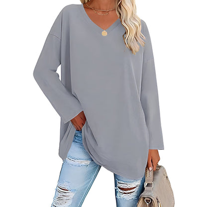 Túnica Suave | Blusa de Manga Larga con Escote en V | Comodidad Diaria para Looks Versátiles 3