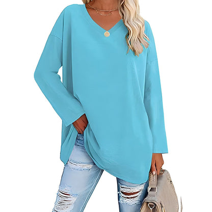 Túnica Suave | Blusa de Manga Larga con Escote en V | Comodidad Diaria para Looks Versátiles 6