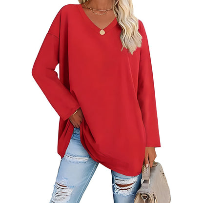 Túnica Suave | Blusa de Manga Larga con Escote en V | Comodidad Diaria para Looks Versátiles 9