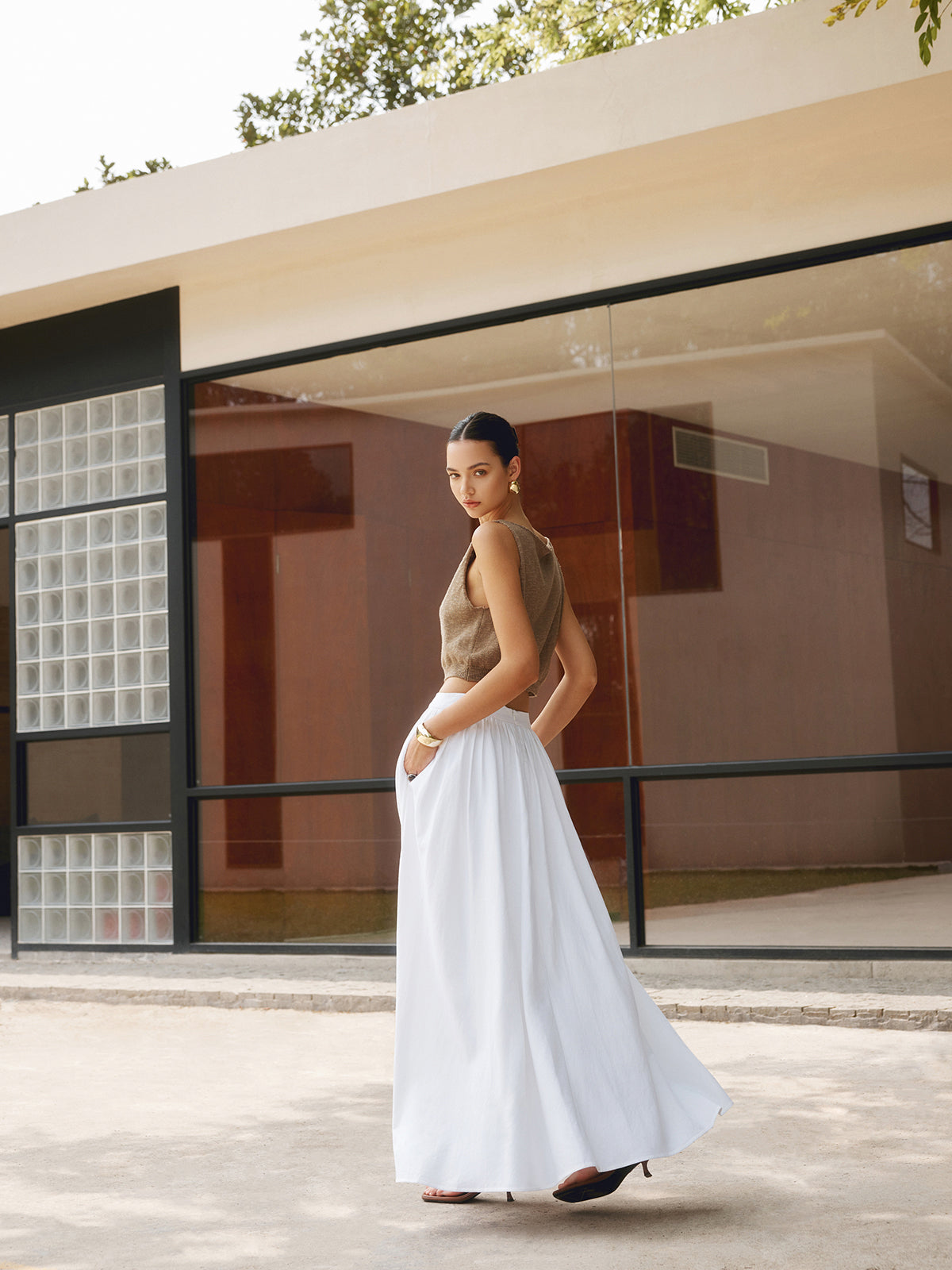 Valentina | Conjunto de Falda Larga Plisada de Cintura Alta para Mujer 2