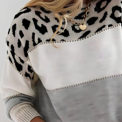 Valentina | Suéter de Punto con Panel de Leopardo para Mujer 1